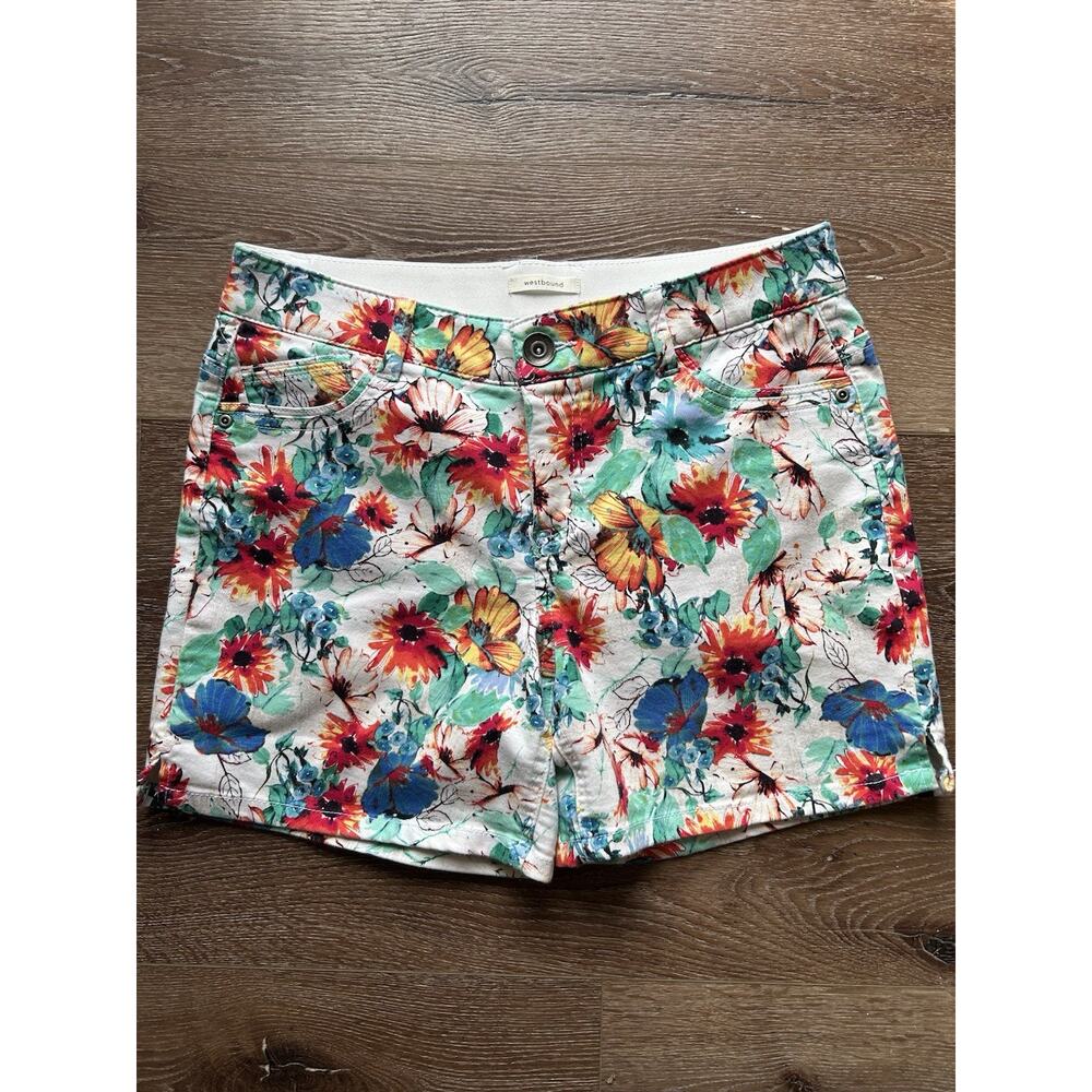 Westbound Women’s Tropical Floral Print Shorts Multicolor Summer Size 6
